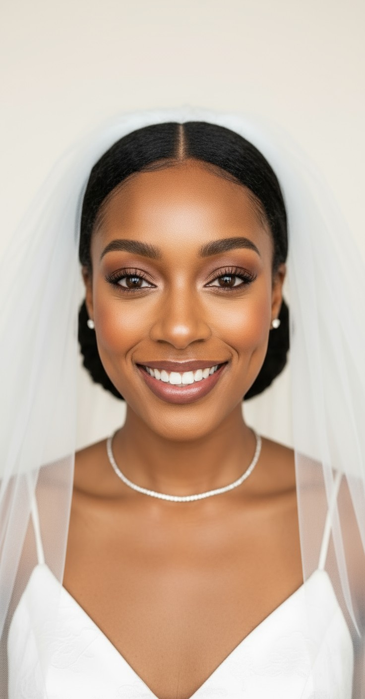 After Low Bun With Veil